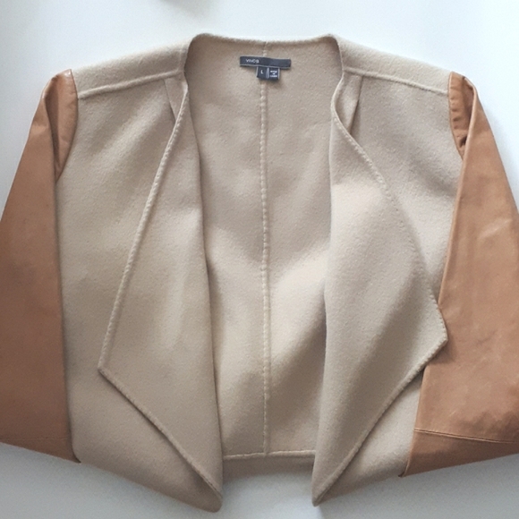 VINCE | Wool Jacket with Leather Sleeves - Picture 11 of 16